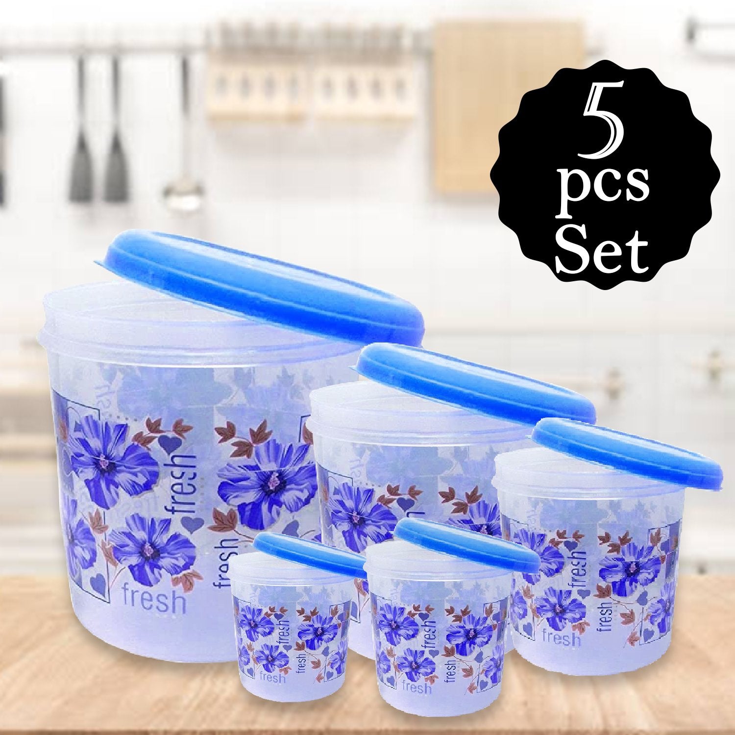 2446 Plastic Transparent Container Air Tight Dabba Set (3000ml, 2000ml, 1000ml, 750ml, 500ml) - SkyShopy 2446 Plastic Transparent Container Air Tight Dabba Set (3000ml, 2000ml, 1000ml, 750ml, 500ml) - SkyShopy